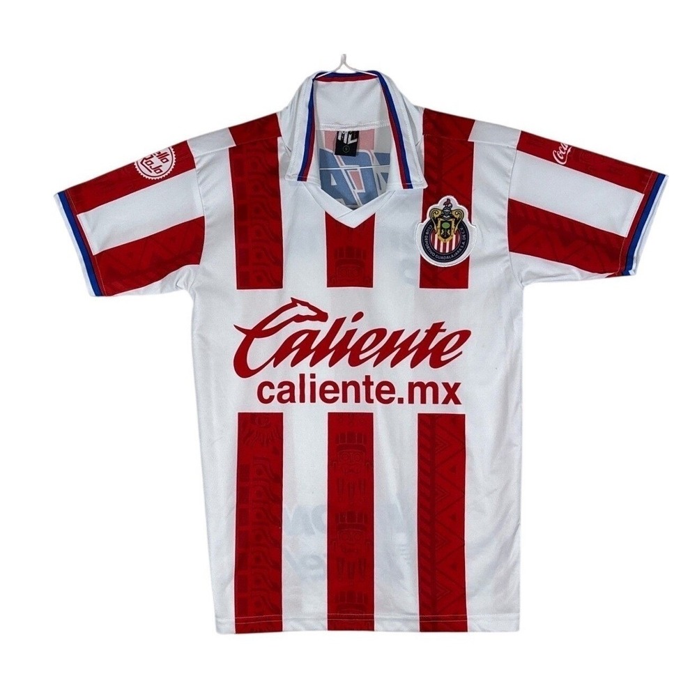 Chivas de Guadalajara Soccer Jersey Mens Small Red White Striped Caliente Mexico
